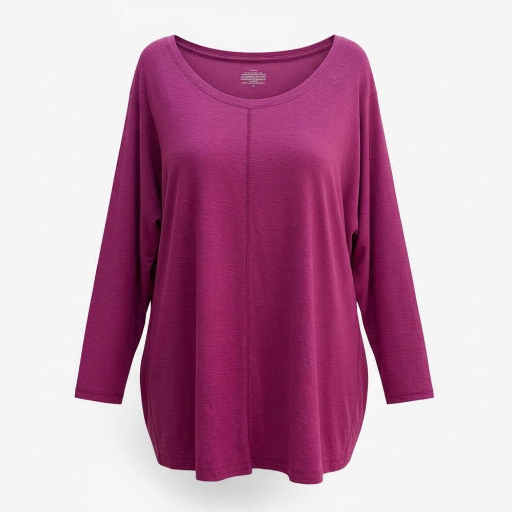 NWT Westbound Women’s Plus Solid Magenta Long Sleeve Hi-Low Hem Tunic Top 3X